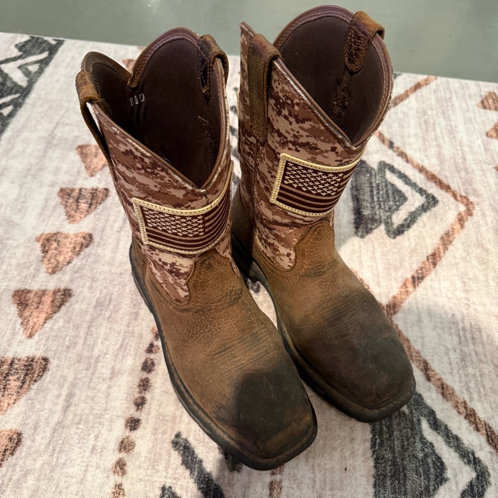 Ariat Steel Toe Western Boots in Brown and Tan